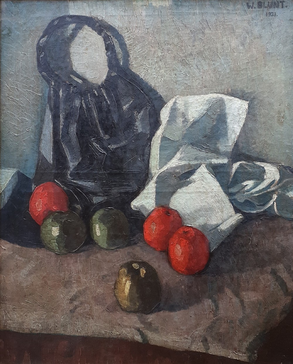 Cubist still life with apples, 1921, by Anthony Blunt's brother Wilfrid Blunt  antique oil on canvas