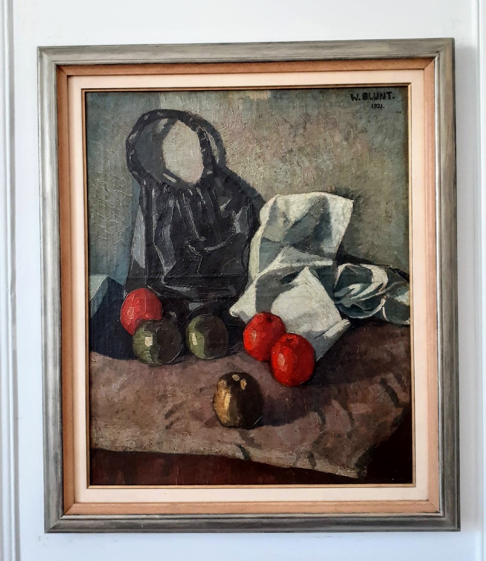 Cubist still life with apples, 1921, by Anthony Blunt's brother Wilfrid Blunt  antique oil on canvas View III