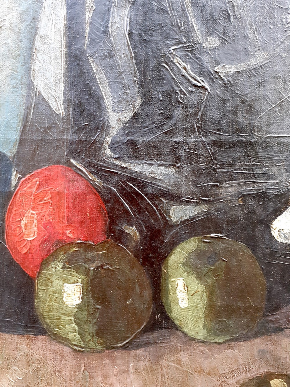 Cubist still life with apples, 1921, by Anthony Blunt's brother Wilfrid Blunt  antique oil on canvas View IV
