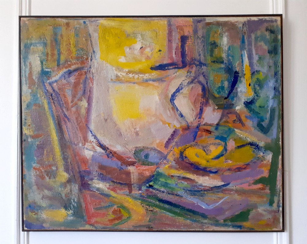 The lighted flooded room, large abstracted modernist interior, ca 1950 southern French oil on canvas View III