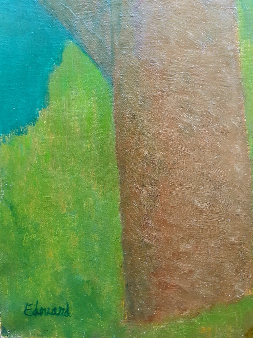 Synthesist colourist abstracted landscape, French antique oil on canvas  View IV