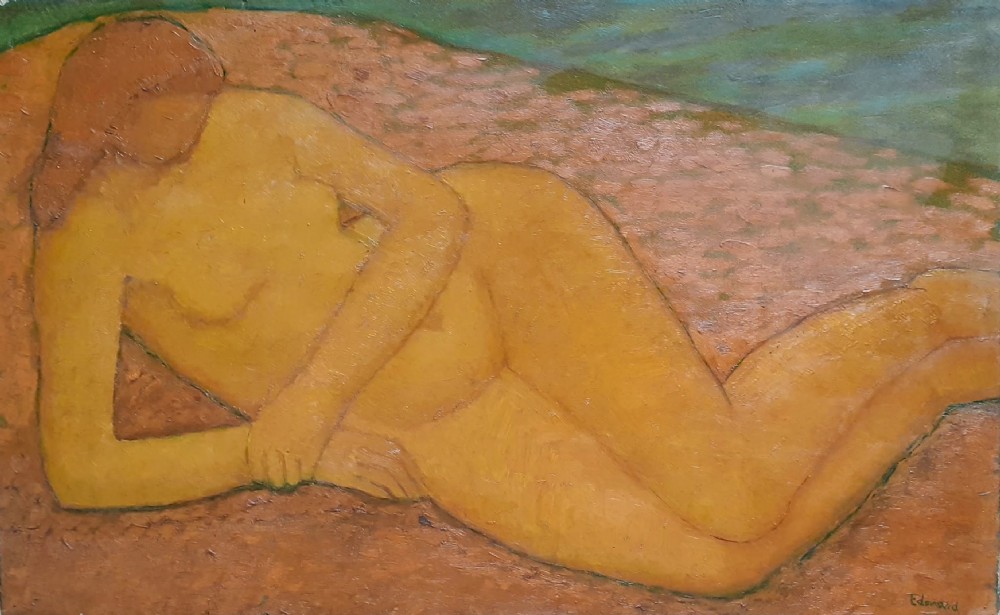 The bather: lyrical synthesist colourist nude, French antique oil on canvas