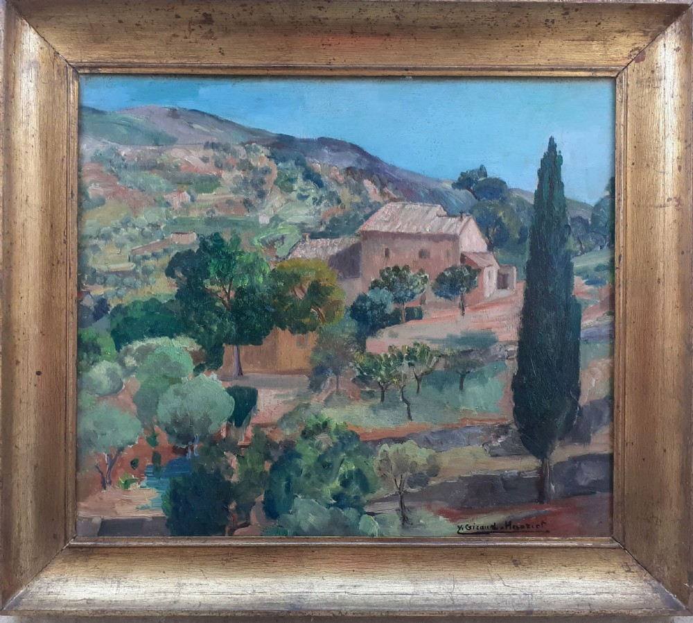 Summer in Provence circa 1935, the South of France, mediterranean landscape by French woman artist oil on panel  View II