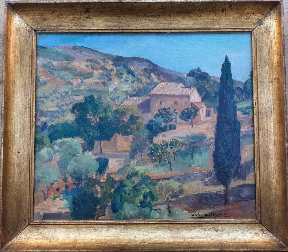 Summer in Provence circa 1935, the South of France, mediterranean landscape by French woman artist oil on panel  View IV