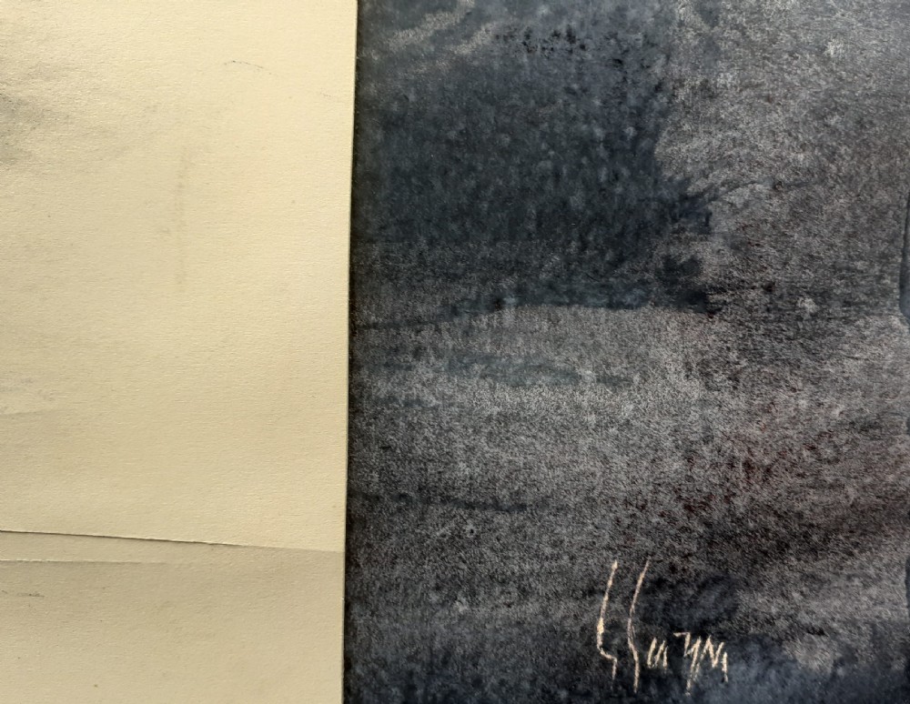Abstracted boats, 1968 Scandinavian modernist landscape mixed media sea scape painting on paper View IV