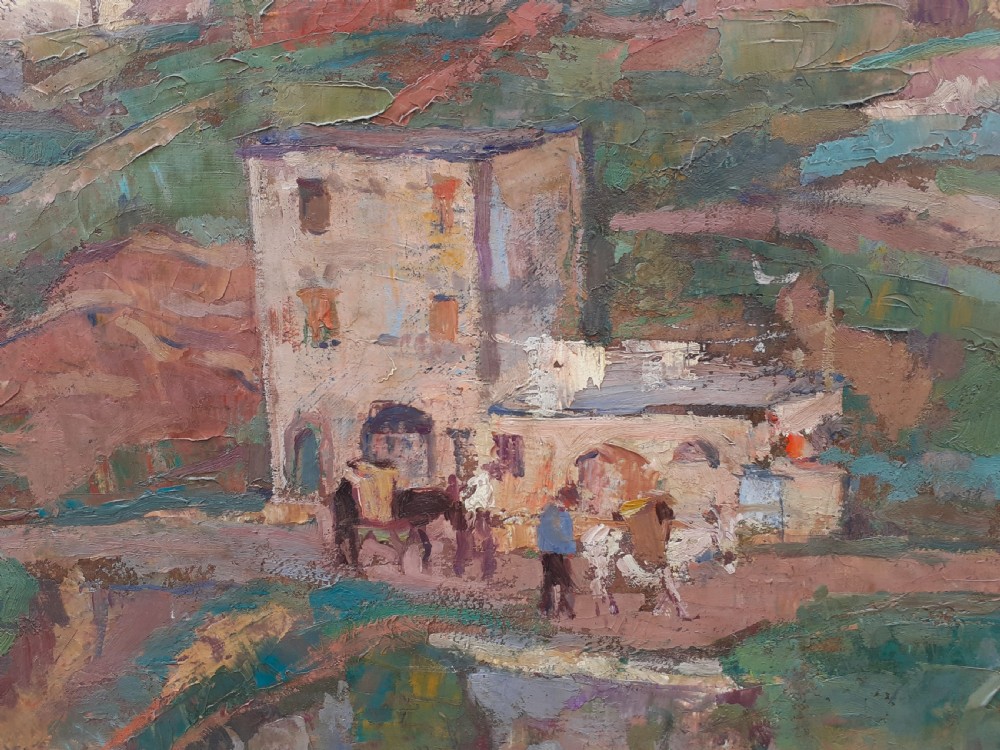 Woman artist 1927: Colourist landscape near Rome French Villa Medici laureate art deco period oil on board View III