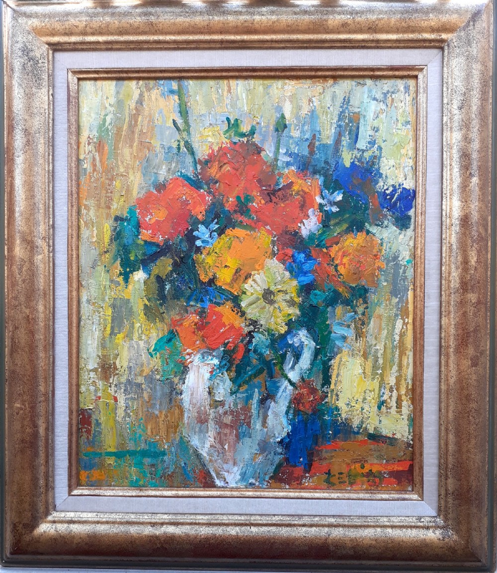 Colourful abstracted jazzy flowers, 1960, French 