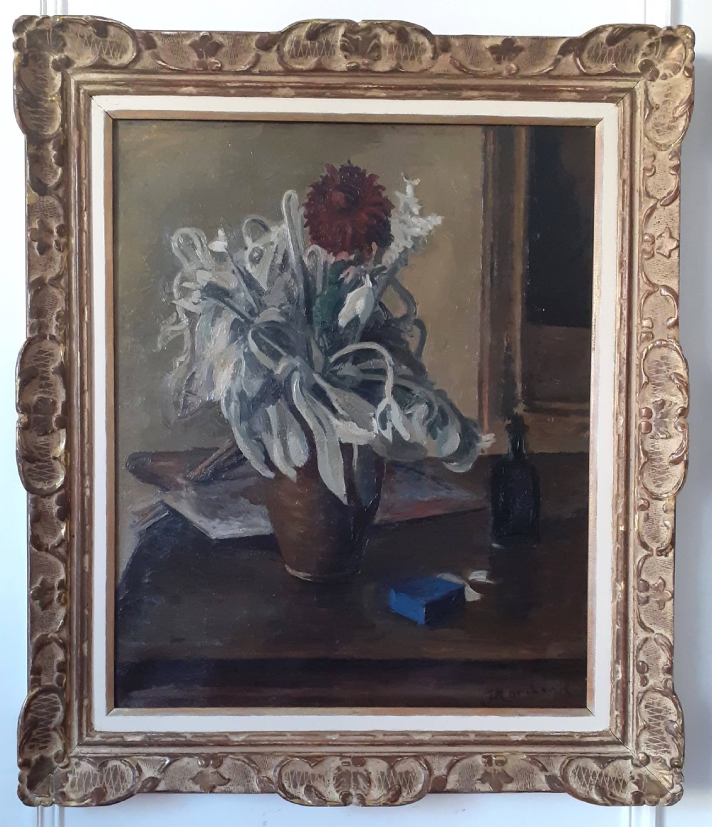 Masterpiece: Lamb's Ear by Bloomsbury Group artist Jean Hippolyte Marchand (1883–1941) circa 1920 floral still life with artist's palette oil on canvas View VI