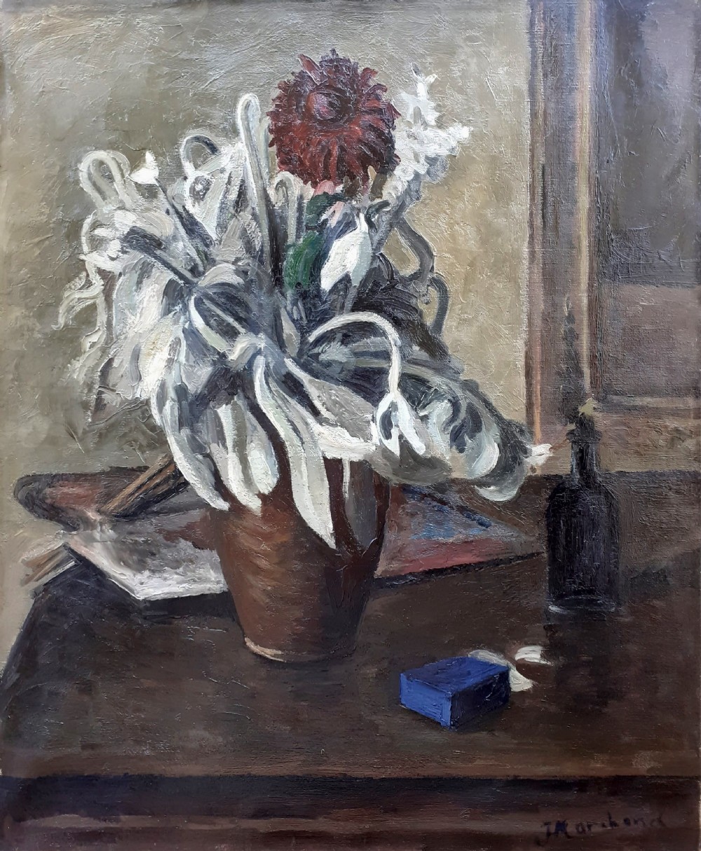 Masterpiece: Lamb's Ear by Bloomsbury Group artist Jean Hippolyte Marchand (1883–1941) circa 1920 floral still life with artist's palette oil on canvas View II