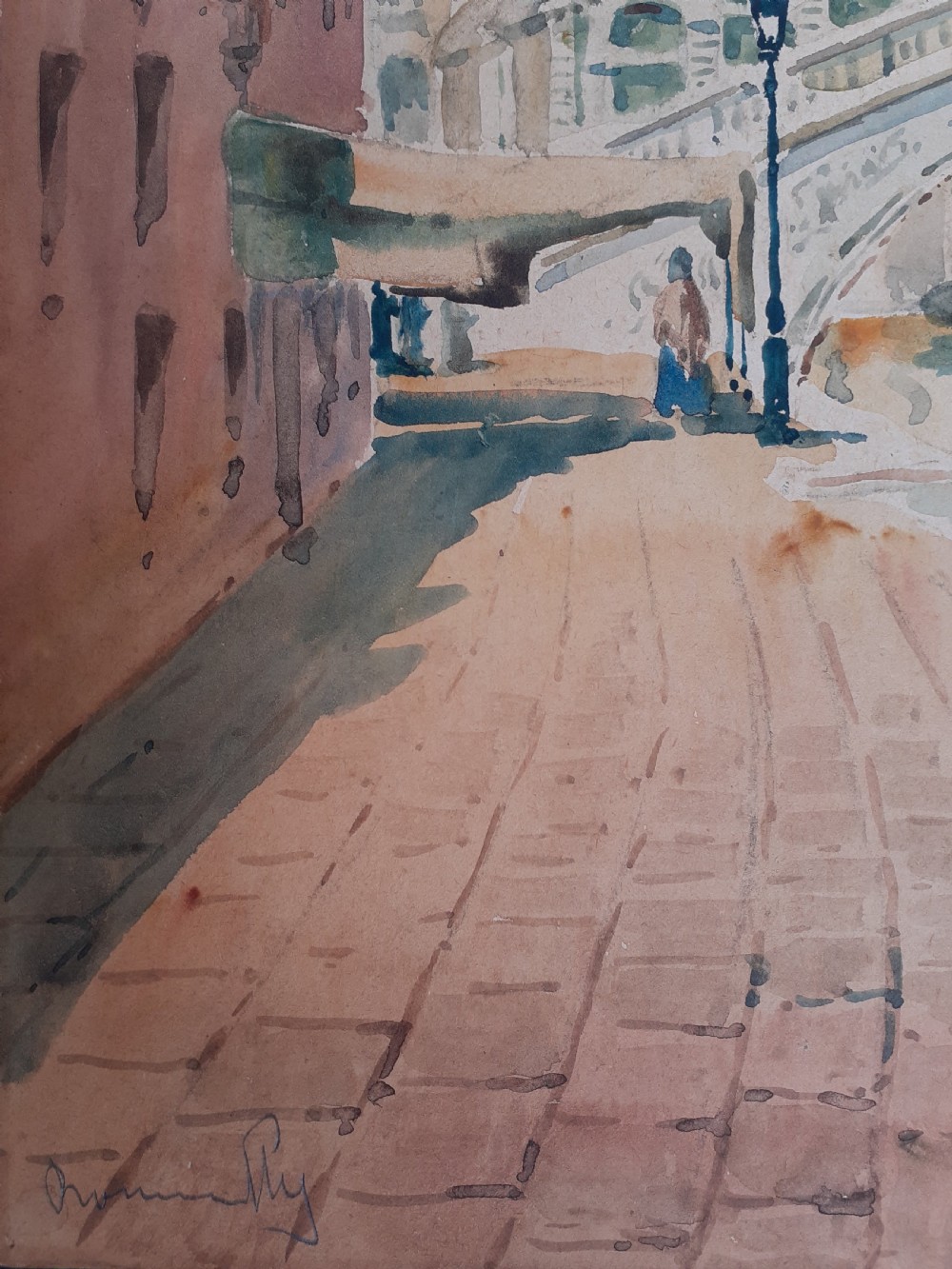 Venice, Figure walking along the Grand Canal 19th Century watercolour on paper View III