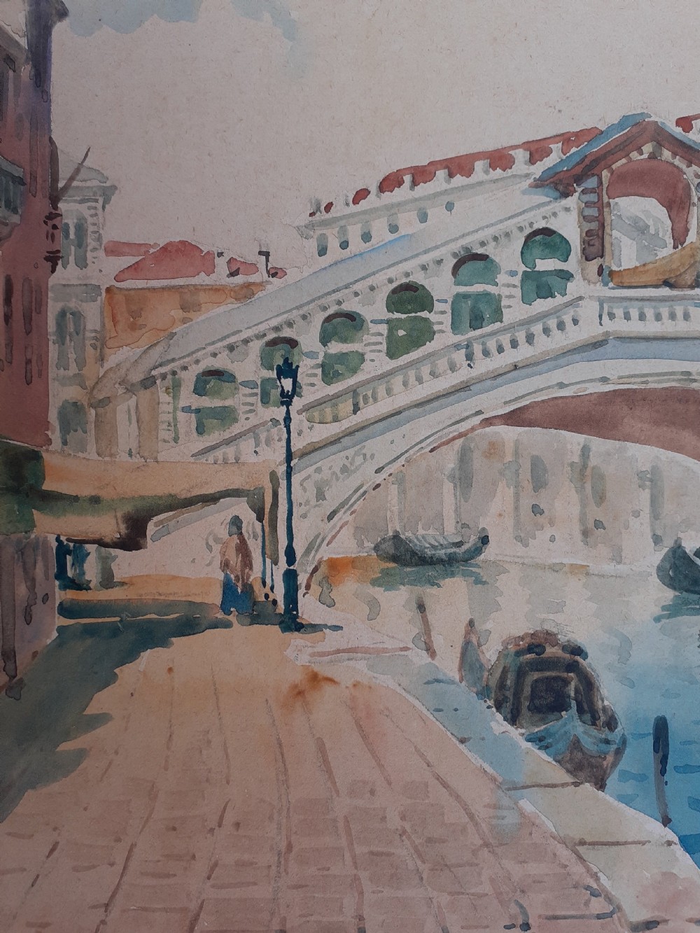 Venice, Figure walking along the Grand Canal 19th Century watercolour on paper View IV