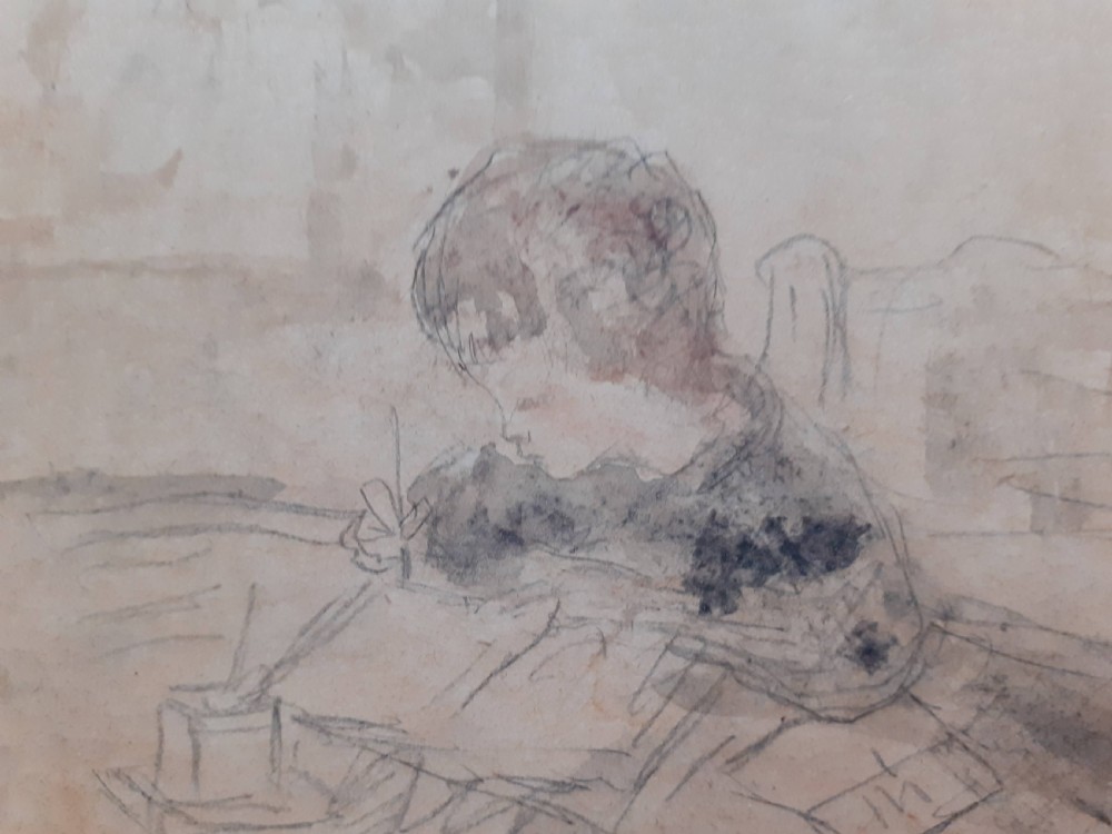Homework: the little schoolboy writing, ca 1910: French modern master Pierre Laprade (1875) wonderful provenance graphite and watercolour on paper View II