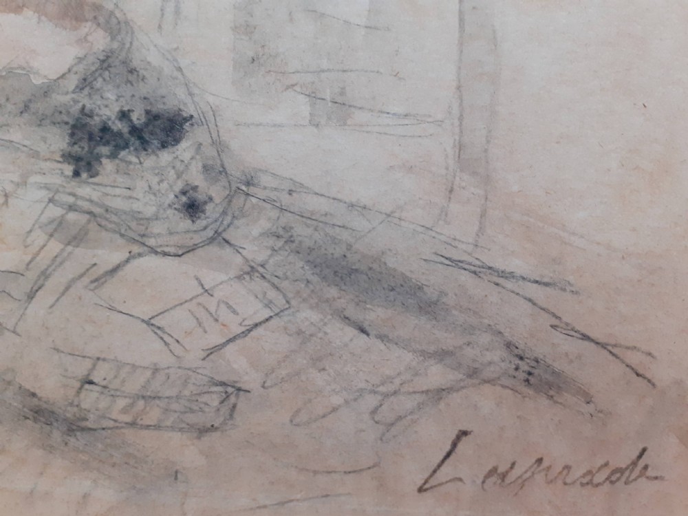 Homework: the little schoolboy writing, ca 1910: French modern master Pierre Laprade (1875) wonderful provenance graphite and watercolour on paper View III