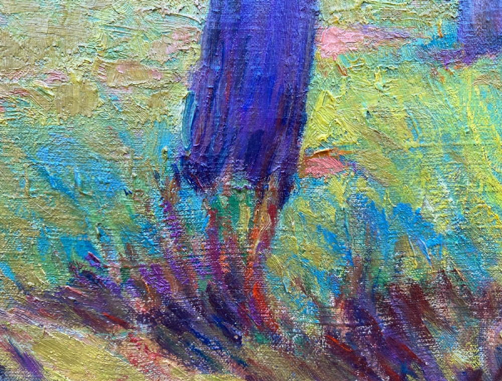 Umbrella Pins, Cote d'Azur, 1922 by friend of Claude Monet: French mediterranean Provence Le Lavandou landscape oil on canvas  View V