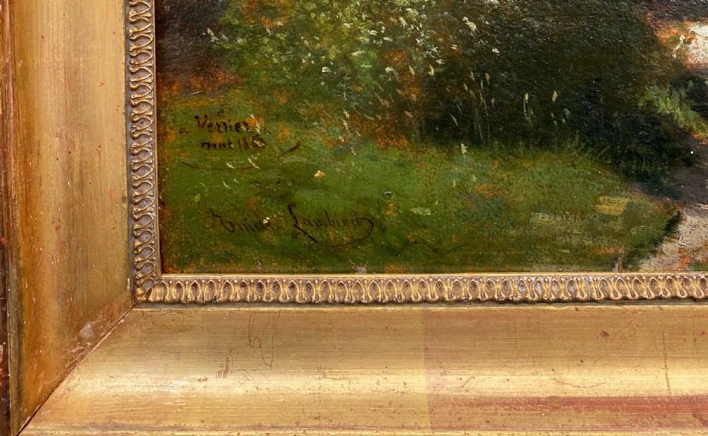 Barbizon plein air painting:by Corot student:  walking in the month of May, 1863, French 19th Century oil on board View III