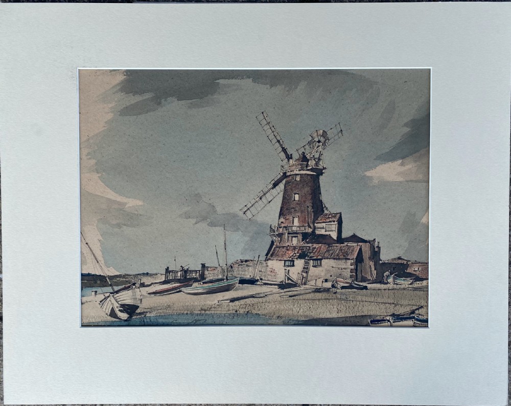 Norfolk Windmill, Cley next the Sea, Holt, East Anglian landscape watercolour on paper View IV
