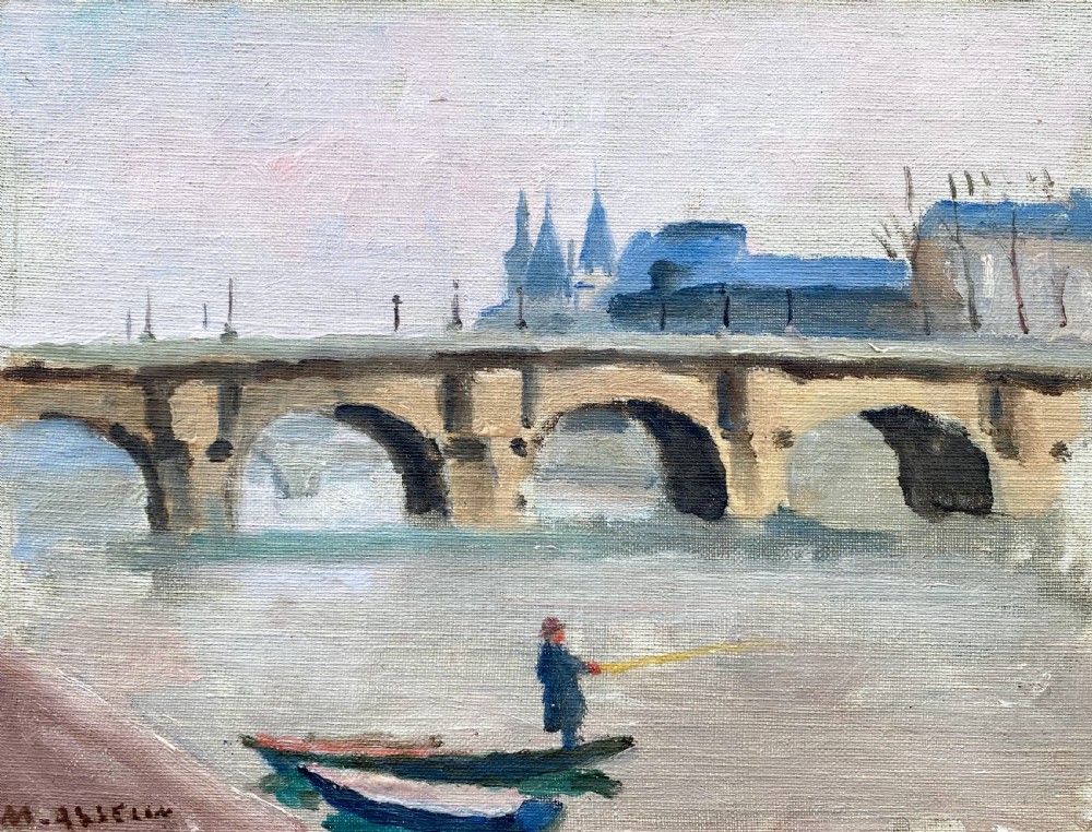 Fauve masterpiece: the lone fisherman  in the centre of Paris, circa 1910: by French Camden group artist who was Walter Sickert's best friend oil on board