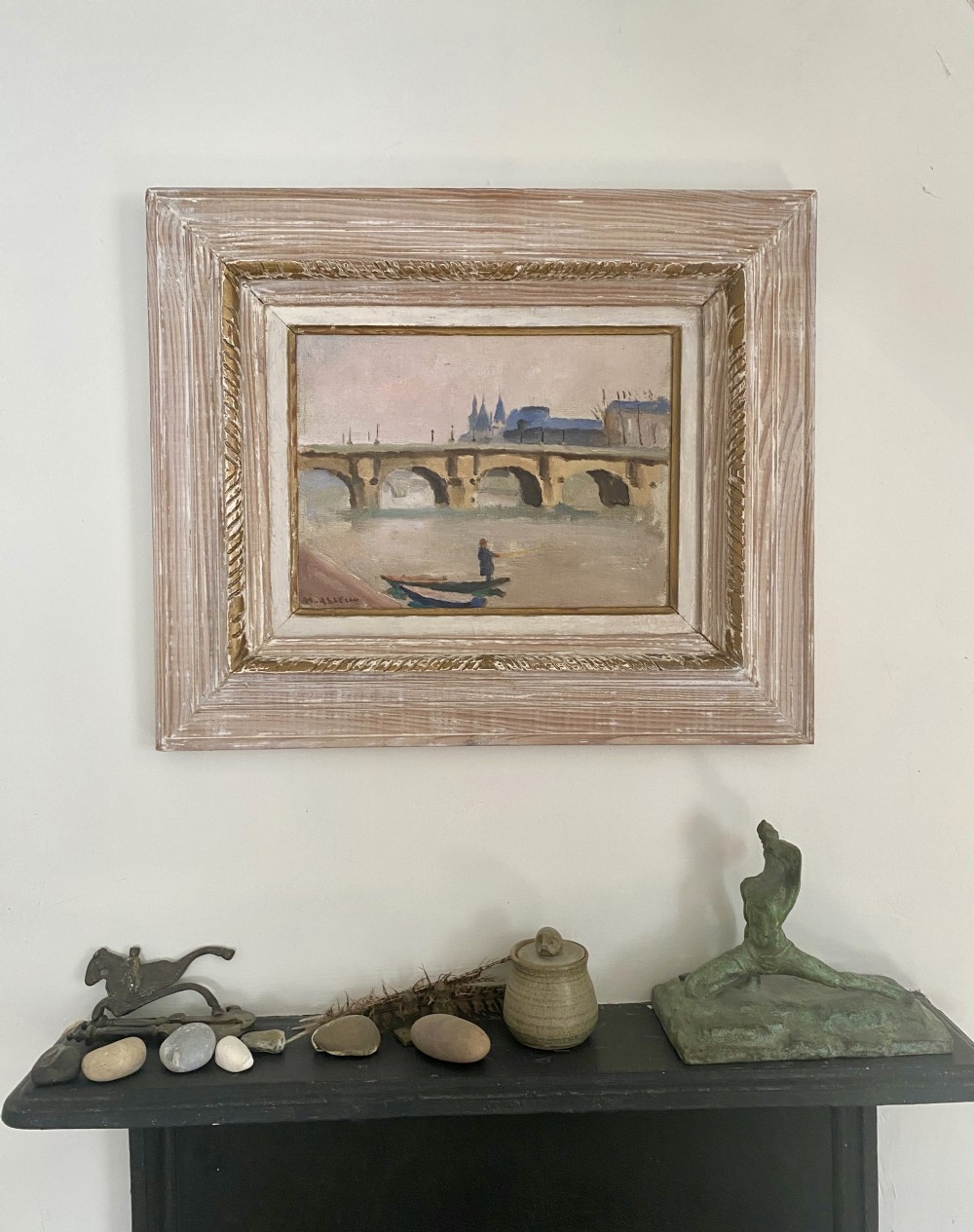 Fauve masterpiece: the lone fisherman  in the centre of Paris, circa 1910: by French Camden group artist who was Walter Sickert's best friend oil on board View IV