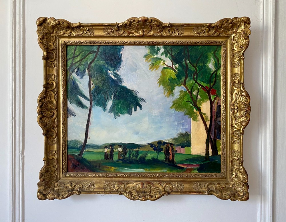 Masterpiece: fauve figures in a landscape, ca 1910, by Bloomsbury group artist Jean Hippolyte Marchand oil on canvas  View VI