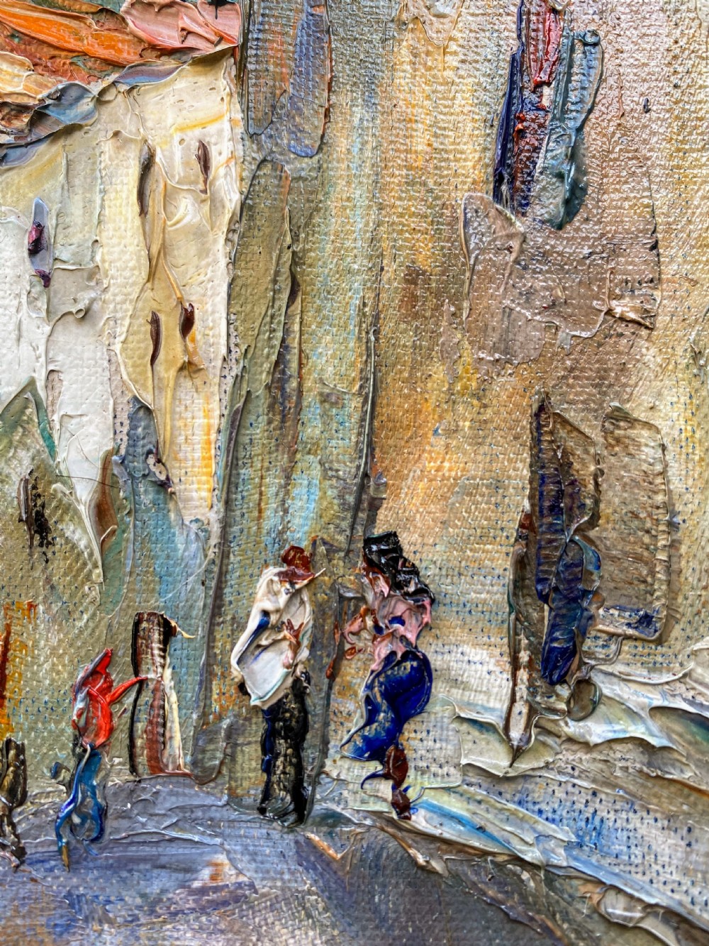 Village life on the French Riviera, a sunny street on the Cote d'Azur, the South of France 1940s oil on canvas View III