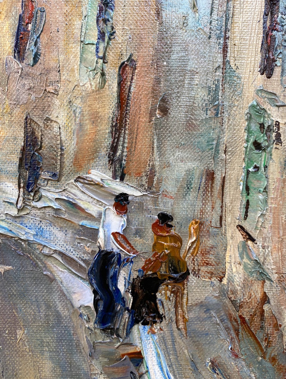 Village life on the French Riviera, a sunny street on the Cote d'Azur, the South of France 1940s oil on canvas View IV