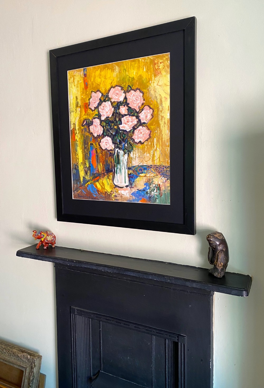 Surrealist Floral Still Life - Russian neo primitivist gouache on paper painting View VI