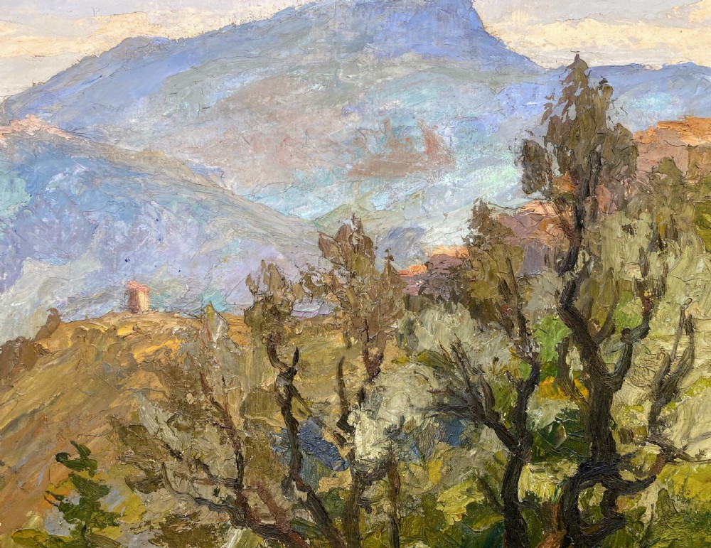 A hillside village in Provence, the South of France, circa 1940 oil on board View III