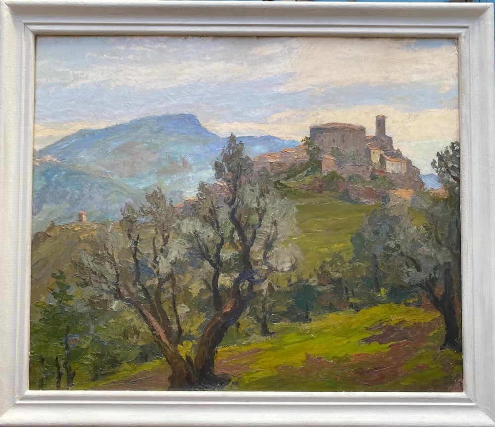 A hillside village in Provence, the South of France, circa 1940 oil on board View IV