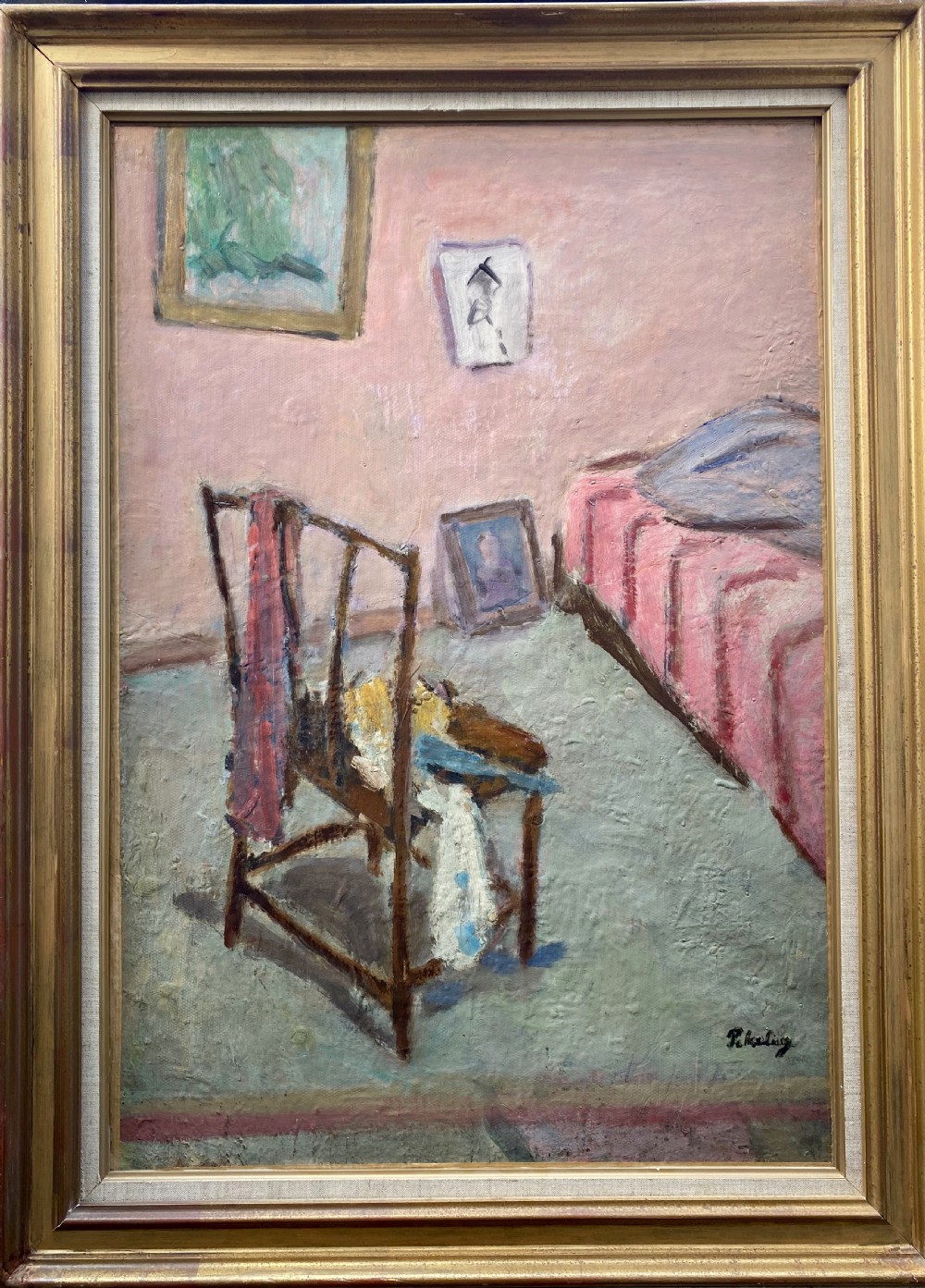 The pink room: an artist's abode, circa 1935 Jewish School of Paris Montparnasse oil on board on canvas View IV