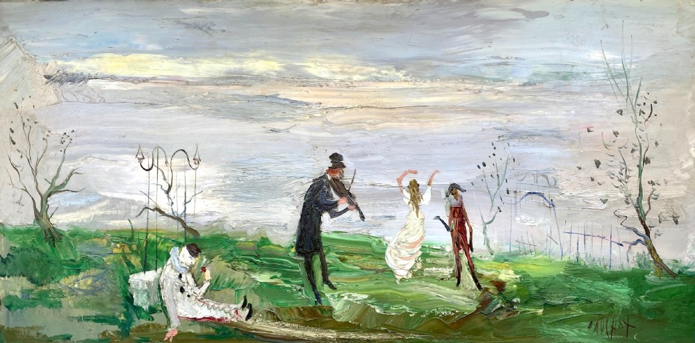 Masterpiece: large Rites of Spring the fiddler and the dancing girl,1950s French Expressionist...Greta Garbo Owned A Works By The Artist!  Oil on canvas