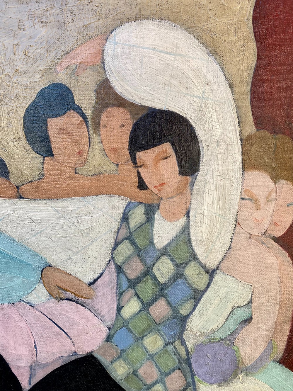 The Dance Performance, Ballets Russes, 1937 - Art Deco Ballet Scene by French Woman Artist oil on canvas View II