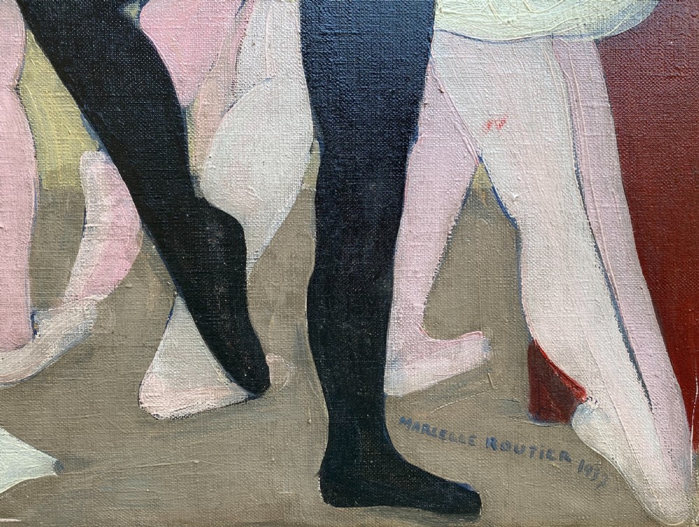 The Dance Performance, Ballets Russes, 1937 - Art Deco Ballet Scene by French Woman Artist oil on canvas View V