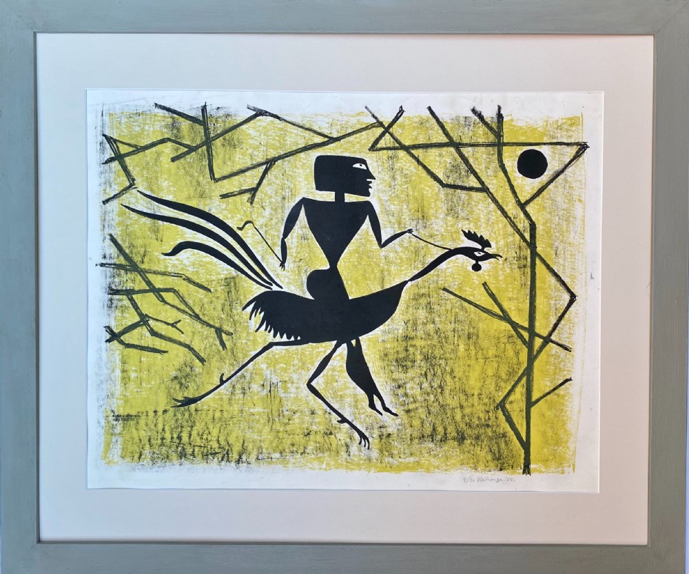 Irish Modernist, 1952 Basil Ivan Rákóczi White Stag group Figure and animal, rare 30 edition size lithograph on paper View II