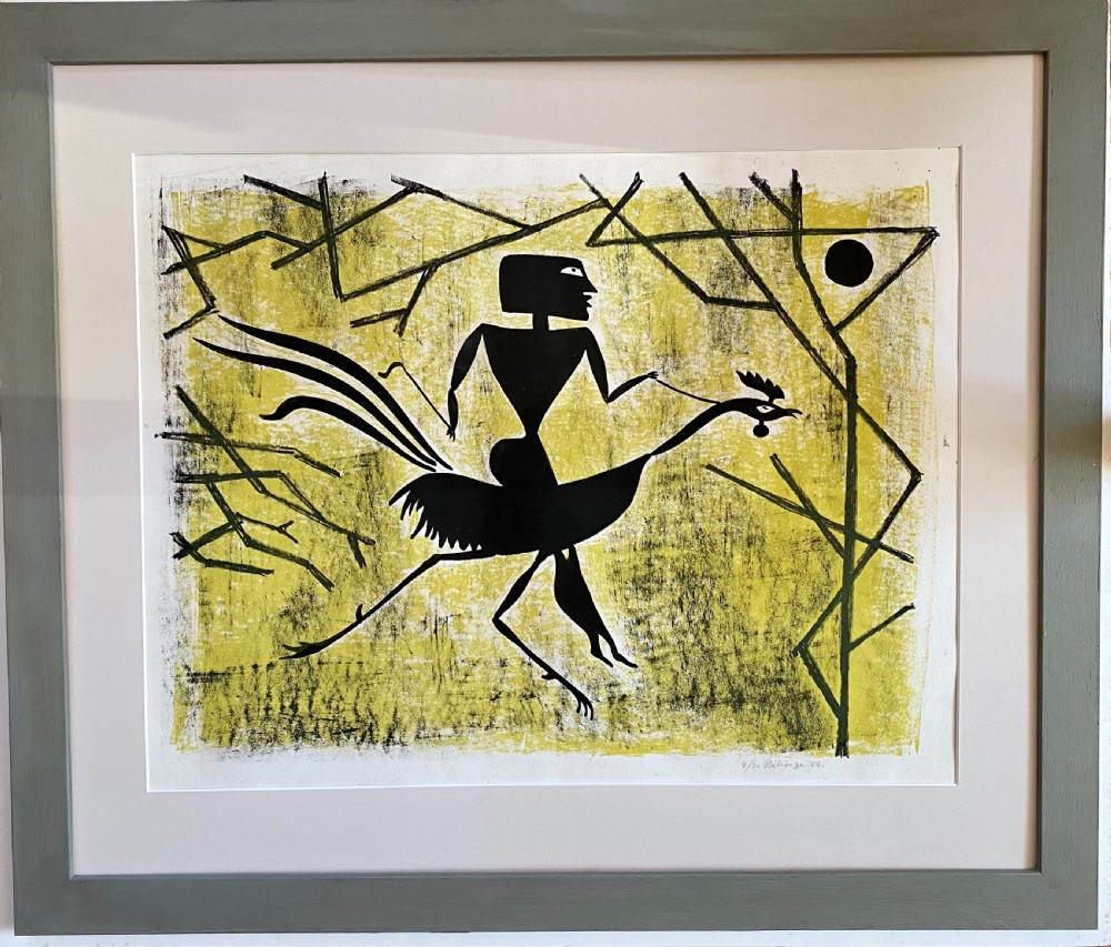 Irish Modernist, 1952 Basil Ivan Rákóczi White Stag group Figure and animal, rare 30 edition size lithograph on paper View III