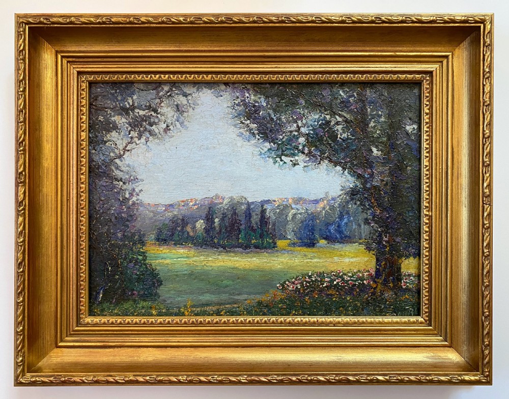 Joys of May, Spring in the Valley, French Impressionist landscape 1914 oil on panel View III