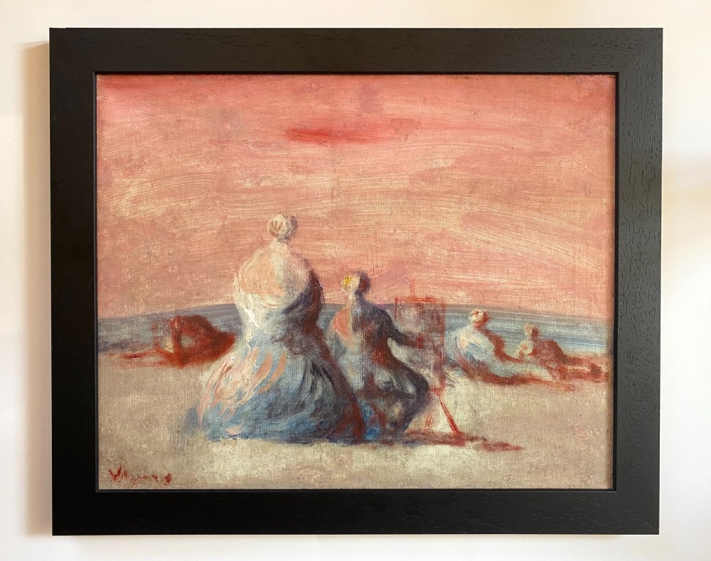 A painter on the beach by the sea, circa 1948  Austrian magical surrealist expressionist oil on canvas View VI