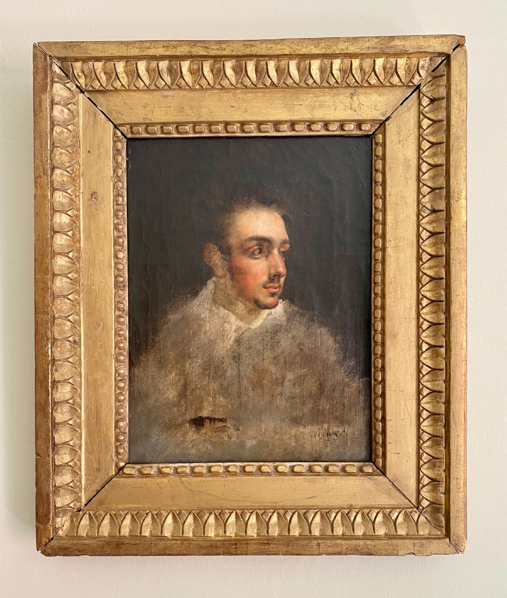 THE YOUNG ARTIST, circa 1860, striking mysterious sketched SELF PORTRAIT BY by a French or Russian master  View III