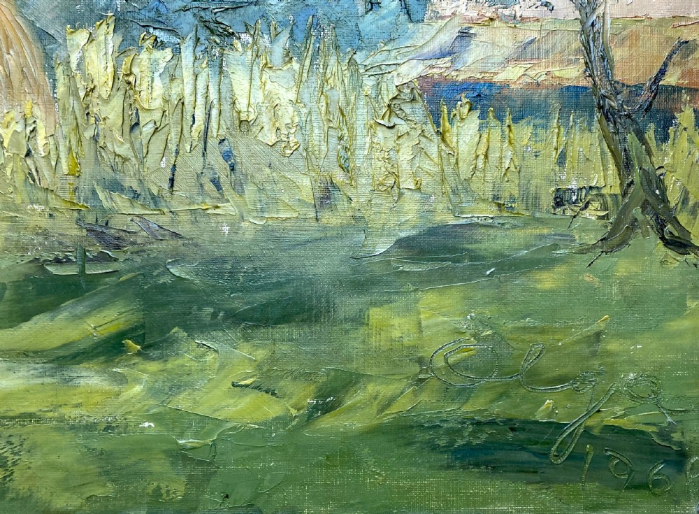 A village in Provence: Southern French mediterranean summer landscape, 1968 by Italian woman artist Olga Ceretti Borsini View II