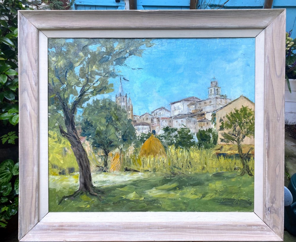 A village in Provence: Southern French mediterranean summer landscape, 1968 by Italian woman artist Olga Ceretti Borsini View III