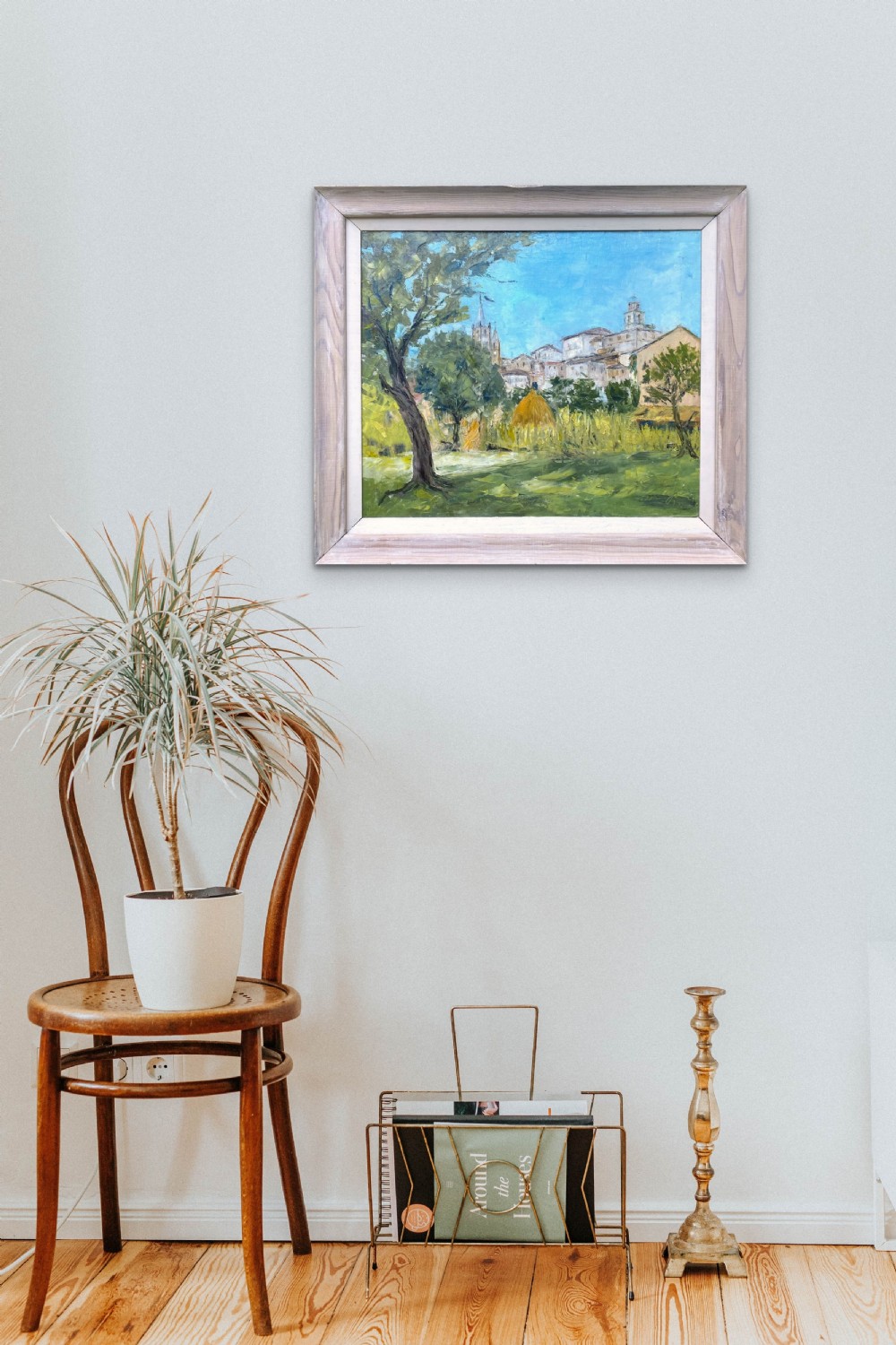 A village in Provence: Southern French mediterranean summer landscape, 1968 by Italian woman artist Olga Ceretti Borsini View VII
