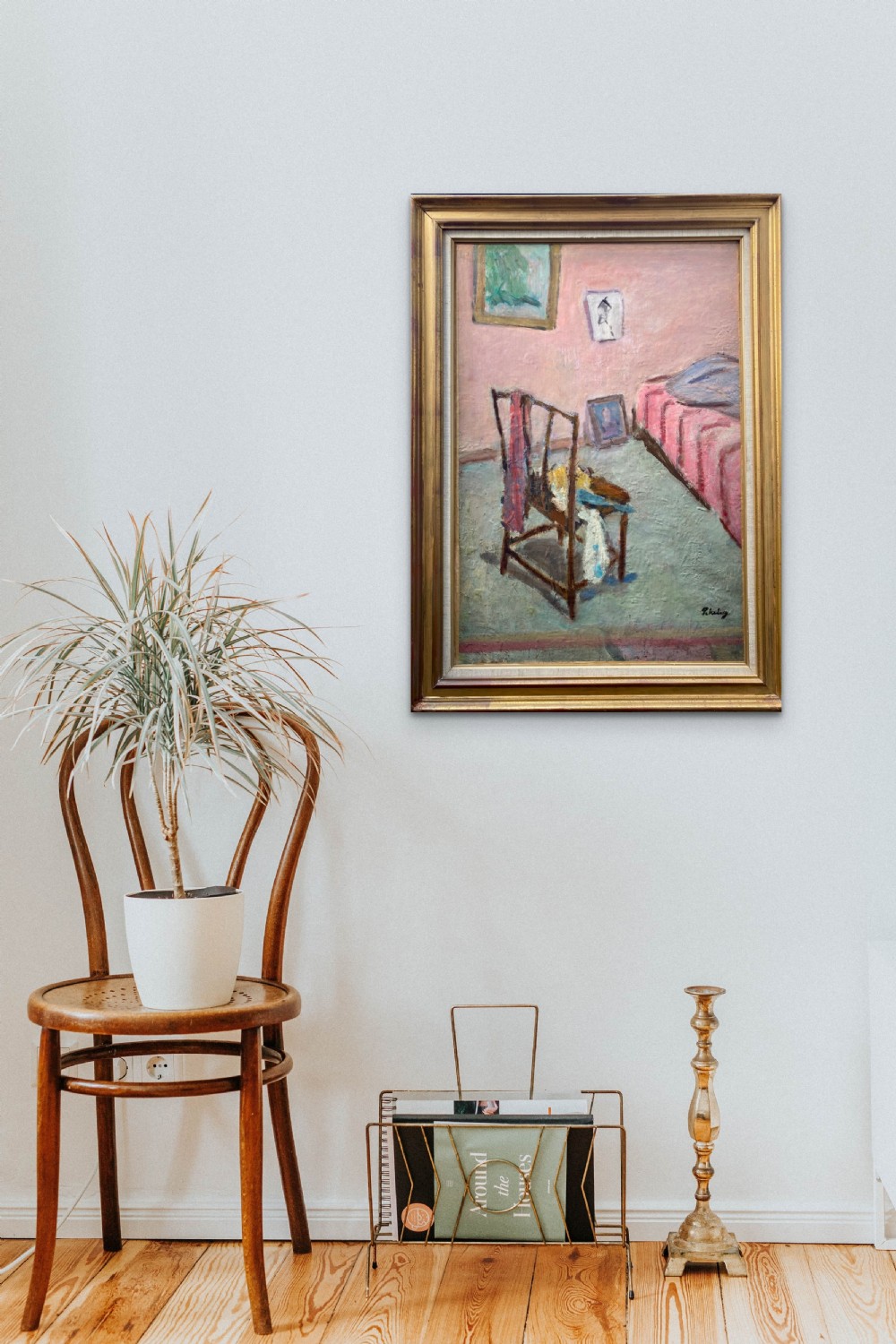 The pink room: an artist's abode, circa 1935 Jewish School of Paris Montparnasse oil on board on canvas View VI