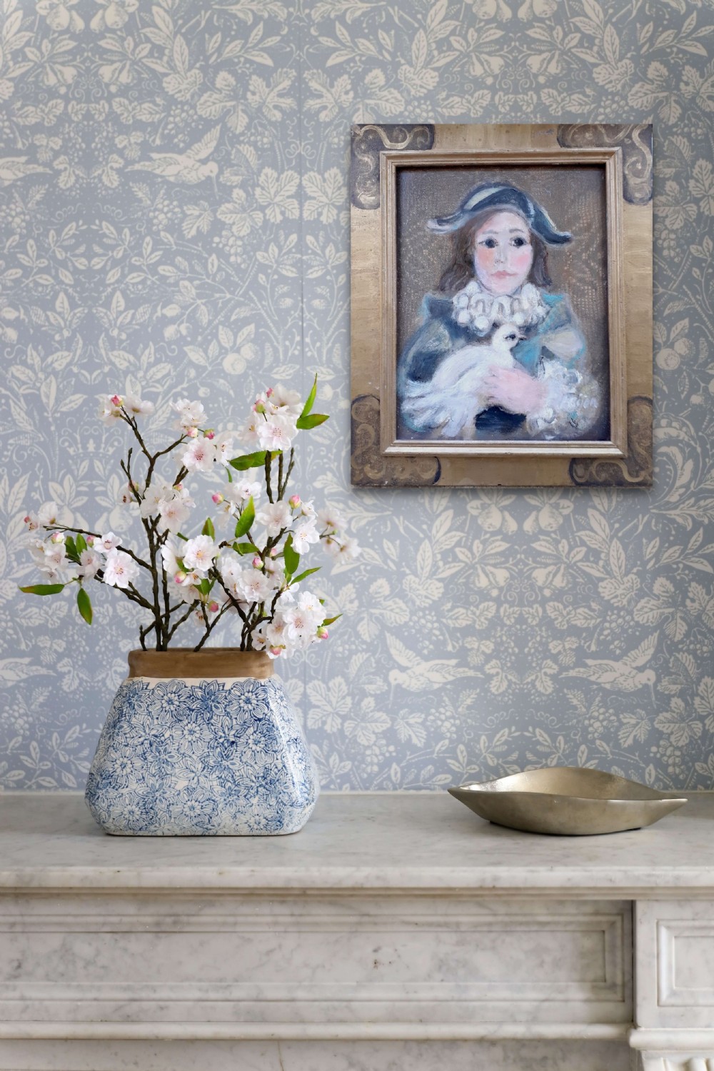 Harlequin with a Dove: modernist mid century French Swedish woman artist oil on panel View VI