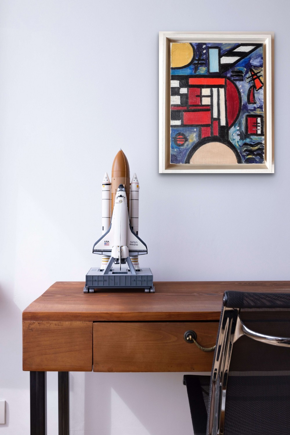 Constructivist abstract composition by German Bauhaus student Gisevius oil on canvas, 1967 View VI