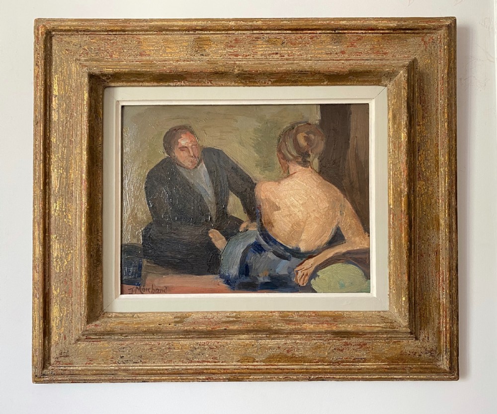 Masterpiece: the couple, 1907 avant garde Bloomsbury group artist cubist Jean Hippolyte Marchand oil on board View X