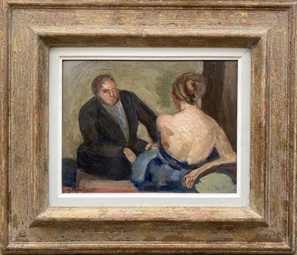 Masterpiece: the couple, 1907 avant garde Bloomsbury group artist cubist Jean Hippolyte Marchand oil on board View II