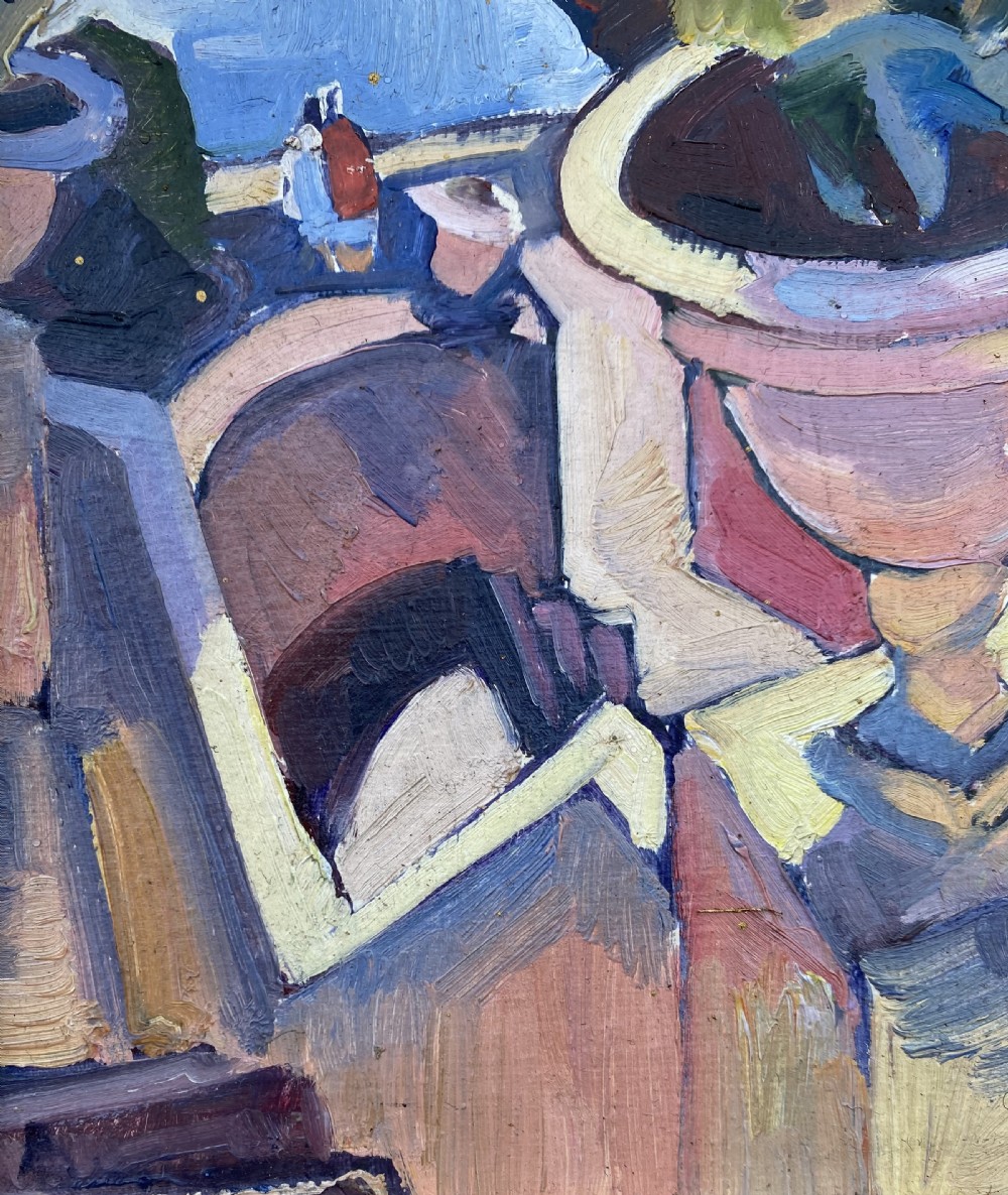 Summer on the Cote d'Azur, looking out over the sea, the South of France oil on board View III