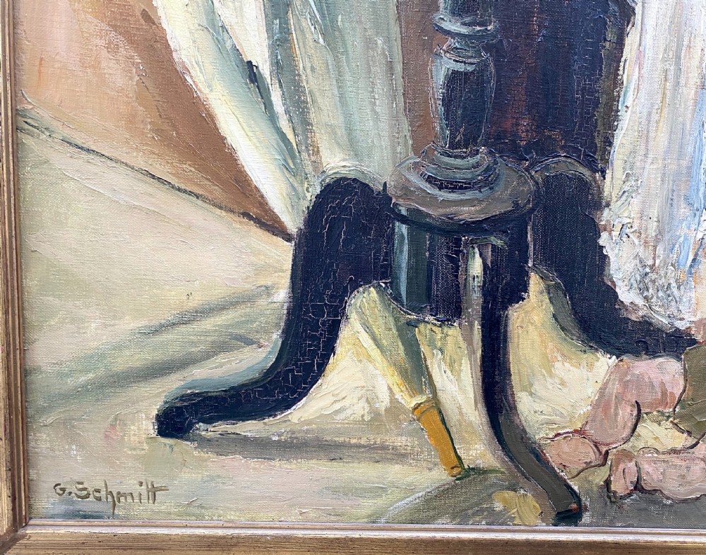 The old farmhouse attic, the eaves, circa 1950:  large striking French modernist oil on canvas View VII