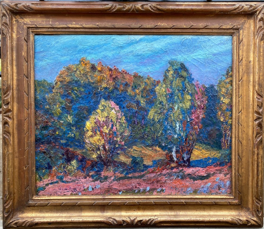 Flamboyant Trees, Fauve Landscape, 1910, colourful French oil on canvas View II