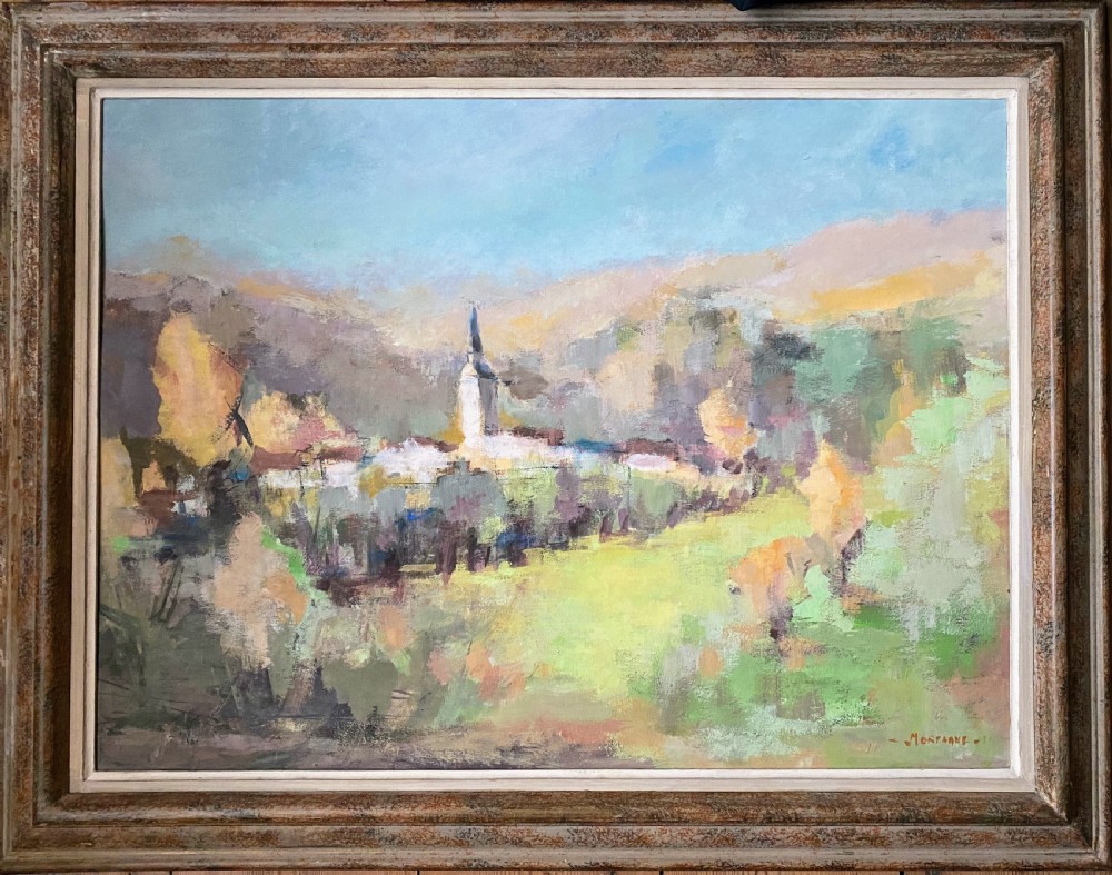 Luminous abstracted landscape, early summer in the South of France ca 1950 large Cezannian French oil on board View IV