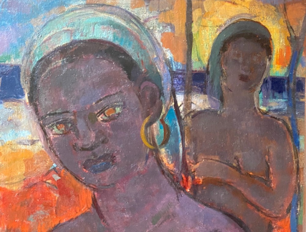 Tahitian women, ca 1940, colourist southern landscape painting oil on board View IV